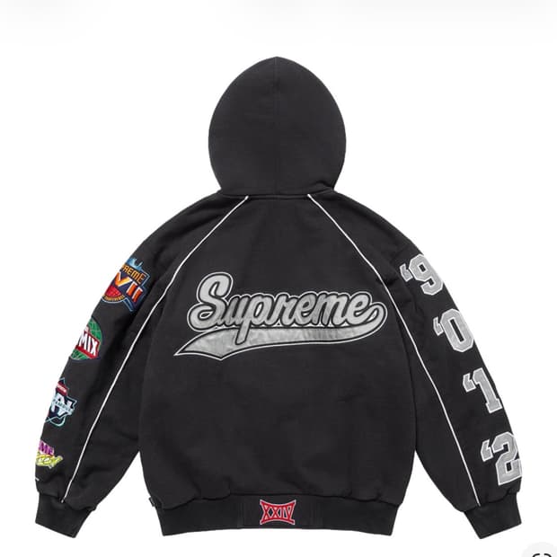 [S] 슈프림 플레이오프 집업 후드 스웨트셔츠 블랙 - 25SS