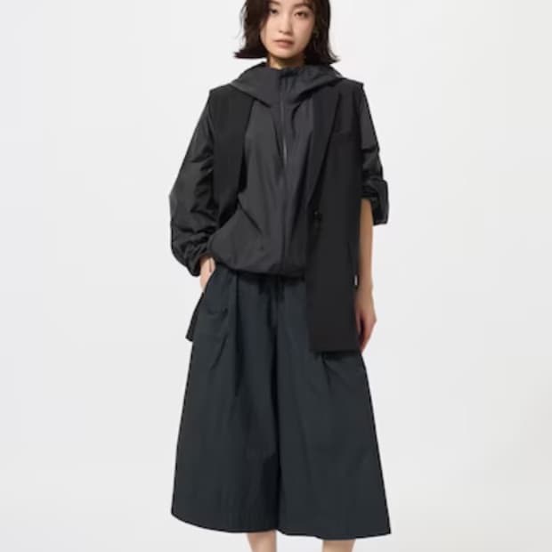 [2XL/32] 유니클로 나일론 큐롯 반바지 블랙 / 길이 짧음