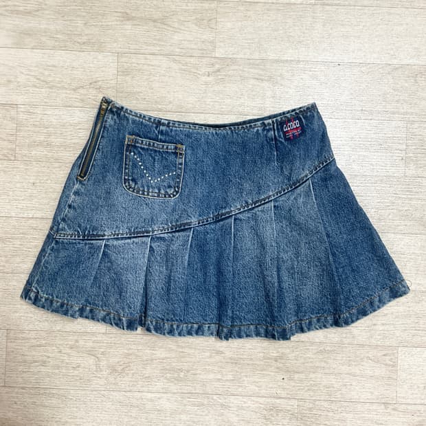 비즈 데님 스커트