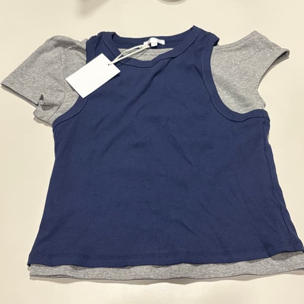 파르티멘토 우먼 언발란스 더블 레이어드 탑