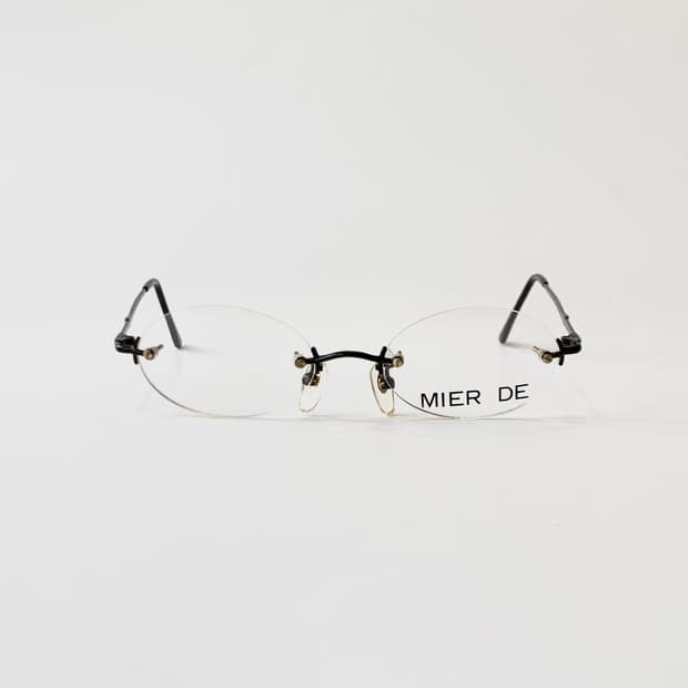 [픽키-661] 무테 블랙 템플 안경 라운드 투명 렌즈 미니멀 경