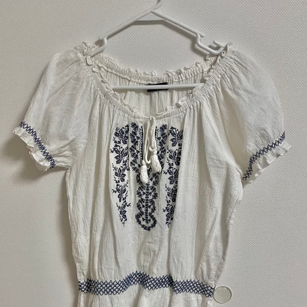 빈티지 모리걸 자수 블라우스