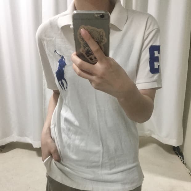 폴로 랄프로렌 화이트 블루 빅포니 카라 반팔 티셔츠