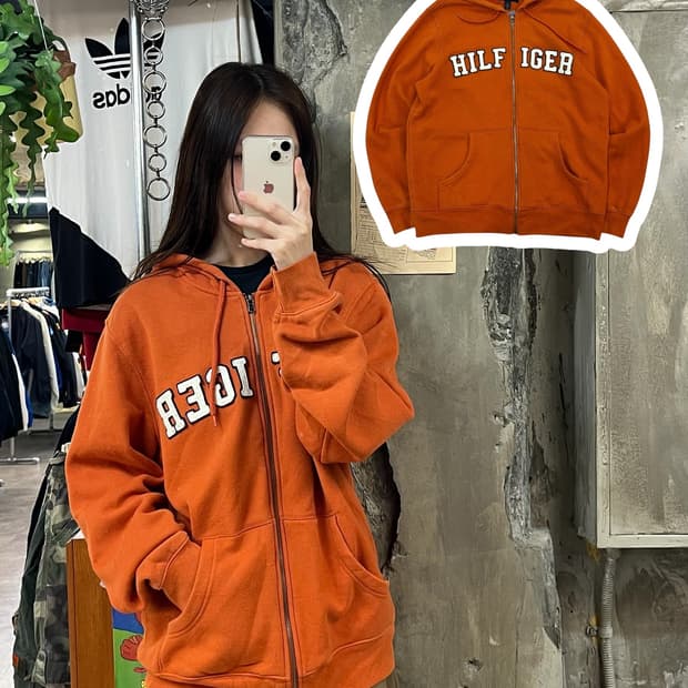 타미힐피거 후드집업 오렌지 M #csz615