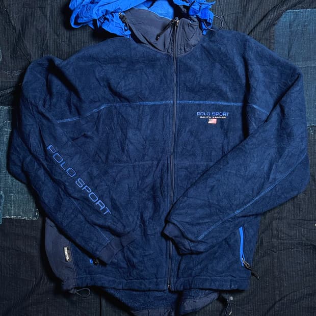 90‘s 폴로 스포츠 자수 플리스 집업 M