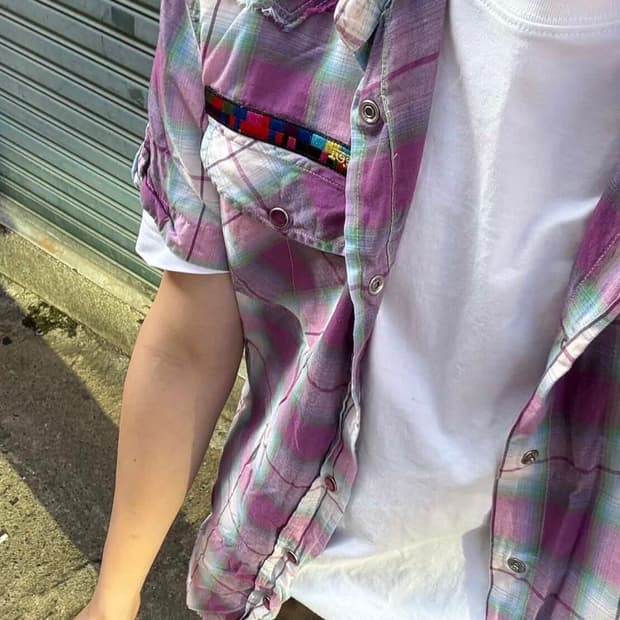 2006 S/S Diesel 체크 유틸리티 반팔 셔츠