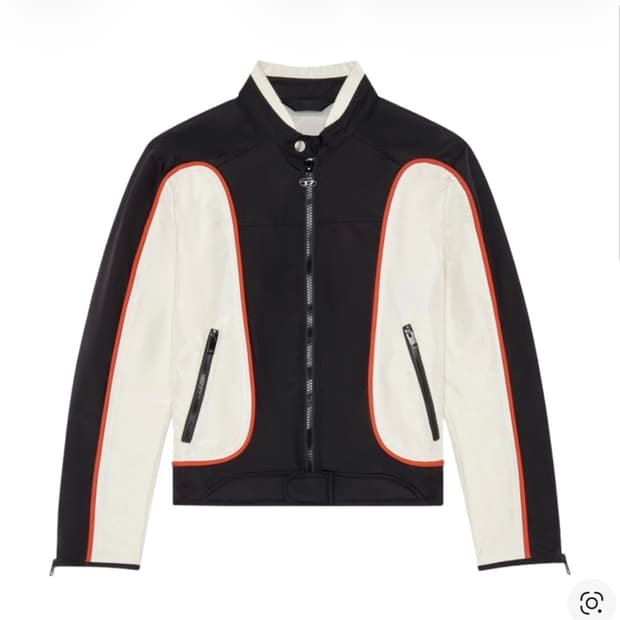 디젤 J-블링크 컬러블록 나일론 바이커 자켓 블랙 화이트 L사이즈