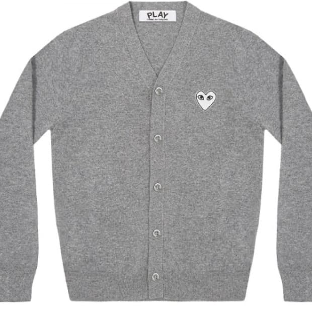 꼼데가르송 플레이로고 화이트와펜 가디건 