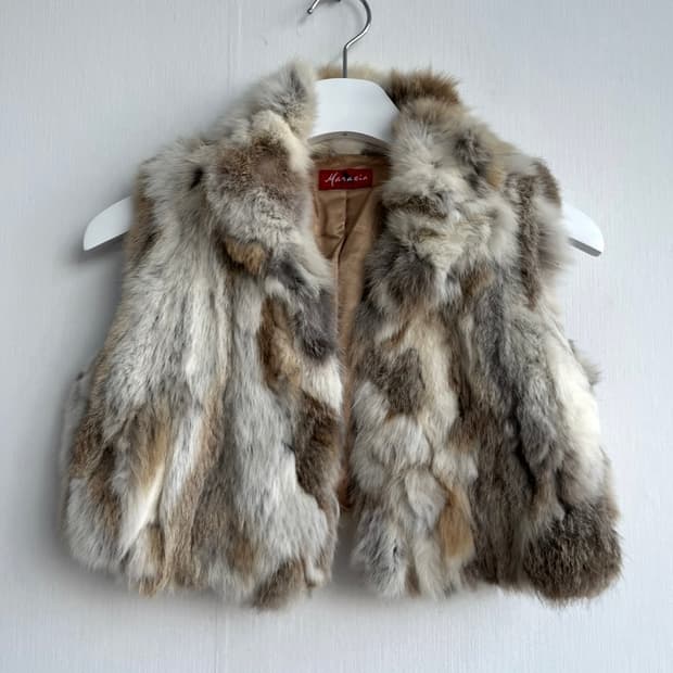 *SALE) Marzia 리얼 토끼퍼 패치워크 베스트