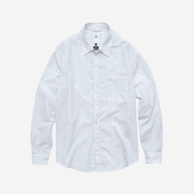 [2] 폴리테루 루즈드스트라이프셔츠 워시드화이트