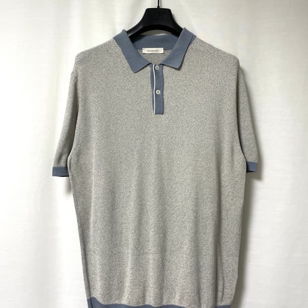 (이태리 제조) 에르메네질도 제냐 남성 실크 코튼 반팔 니트 카라티 L 