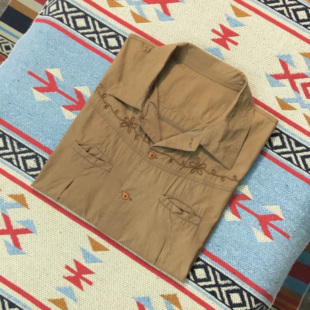 VTG 빈티지 브라운 코튼 웨스턴 셔츠 여성 프리사이즈