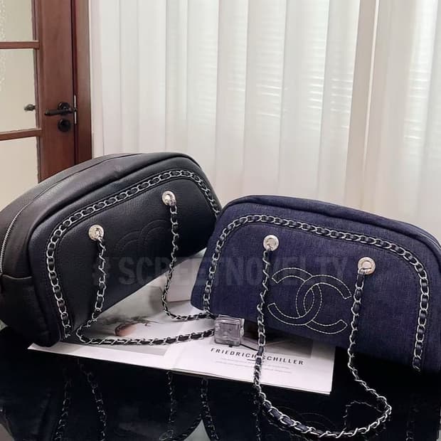 샤넬 빈티지 데님 보스턴 백