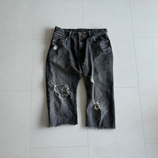 edwin) destroyed cropped denim pants