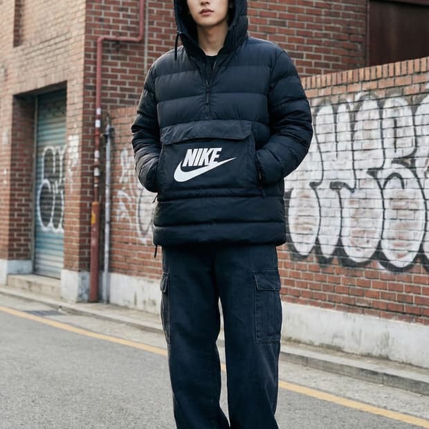 나이키 스우시 아노락 푸퍼 패딩 블랙_2XL