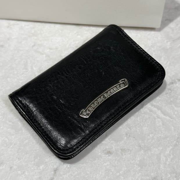 [ONE SIZE] 크롬하츠 실버 스크롤 라벨 카드지갑 블랙