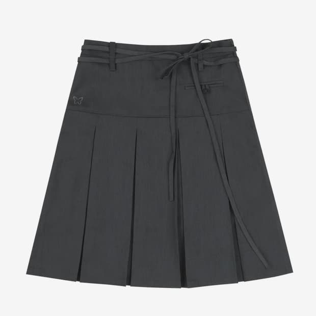 네스티팬시클럽 플리츠 미디 스커트 그레이