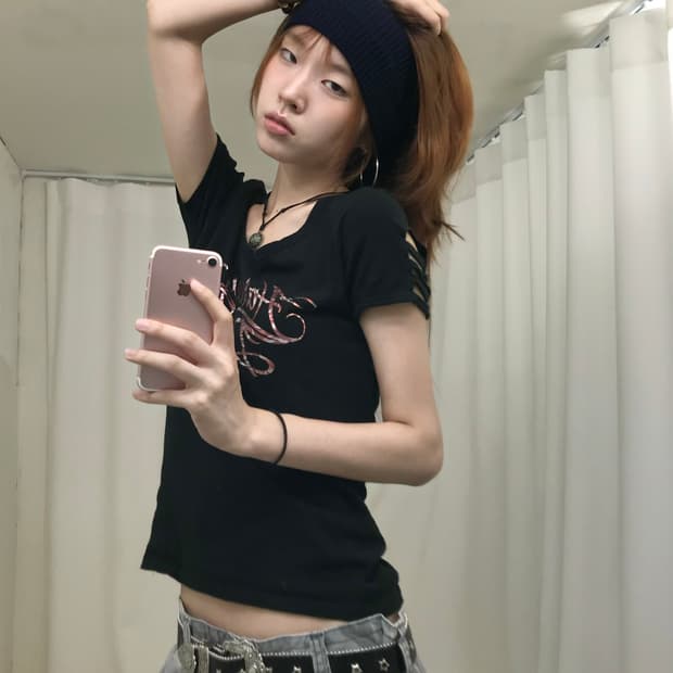 할리데이비슨 펑크 슬리브 반팔 티셔츠