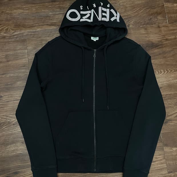 겐조 KENZO 로고 블랙 후드집업