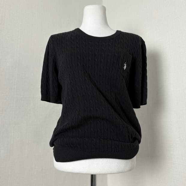 Us 폴로 블랙 반팔 니트