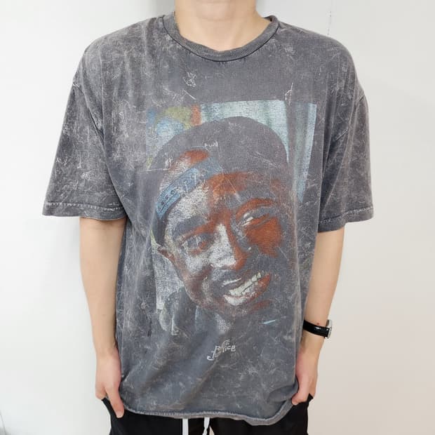 투팍 2Pac 포에틱 저스티스 애시드 워싱 빈티지 티셔츠 XL