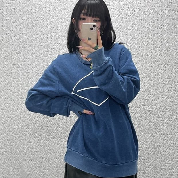 랙앤본 빈티지 캐주얼 오버핏 딥블루 맨투맨 L C11589