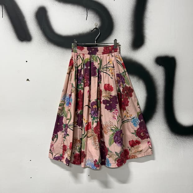VTG 빈티지 유럽풍 앤티크 플로럴 패턴 플레어 롱스커트