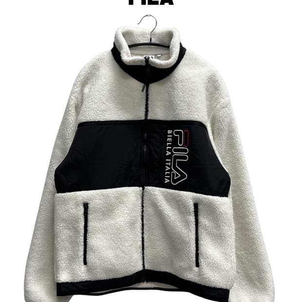 휠라 양털 뽀글이 후리스 집업 자켓 화이트