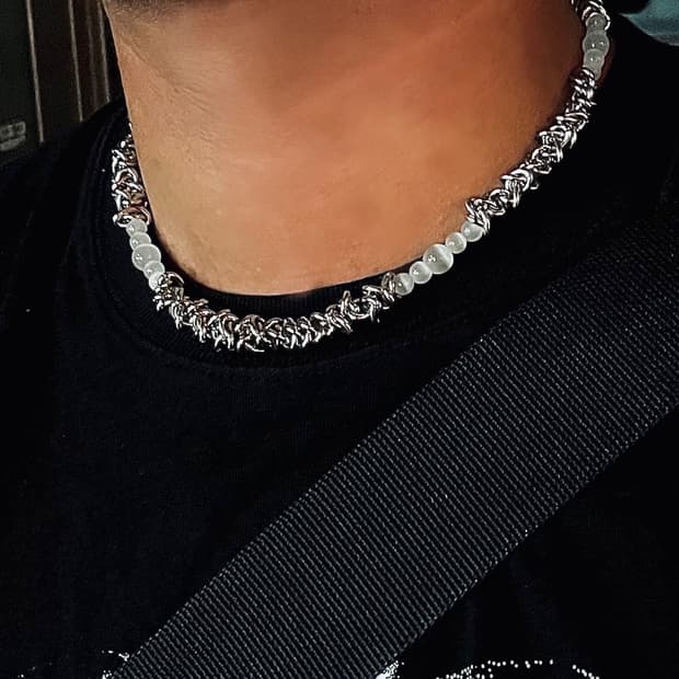 pcr Sky gemstone twisted chain necklace