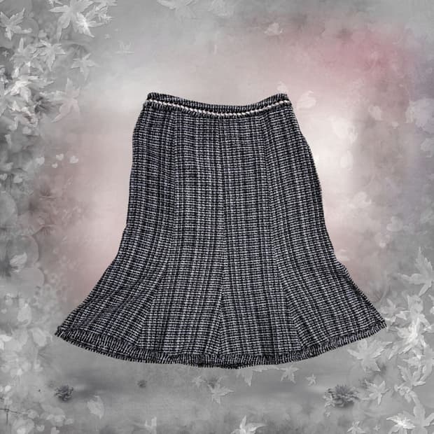 빈티지 벨트 체크 트위드 스커트