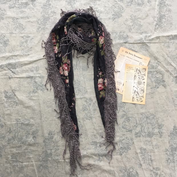  jpn vintage rose purple tassle muffler