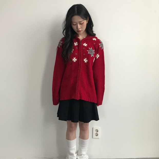  Eddie Bauer Holiday Knit Zip Cardigan