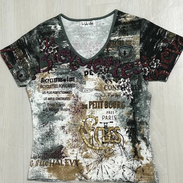 아카이브 오리엔탈 스팽글 딱붙 반팔 탑 