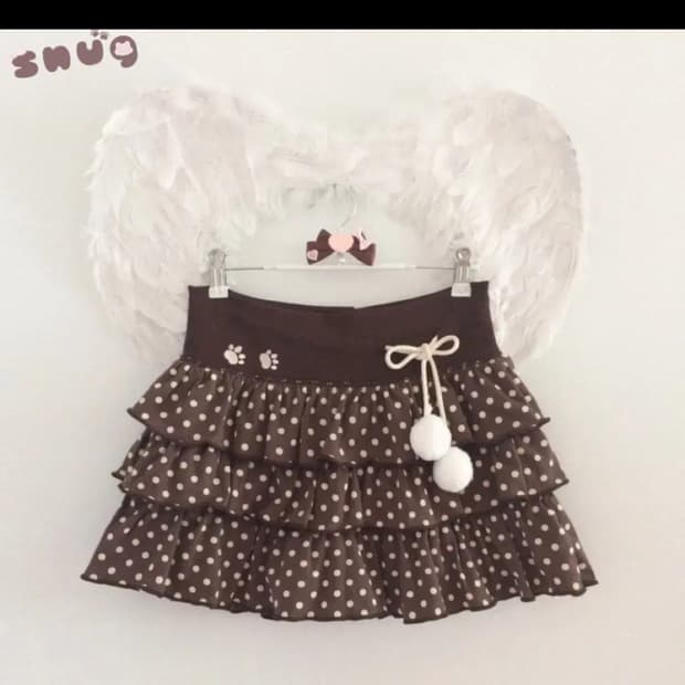 Snug 스너그 스윗 엔젤 도트 폼폼 초코 스커트