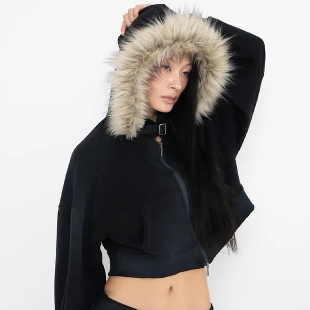 2000아카이브 럭셔리이즈드림 퍼후드집업 2000archives 울프죠