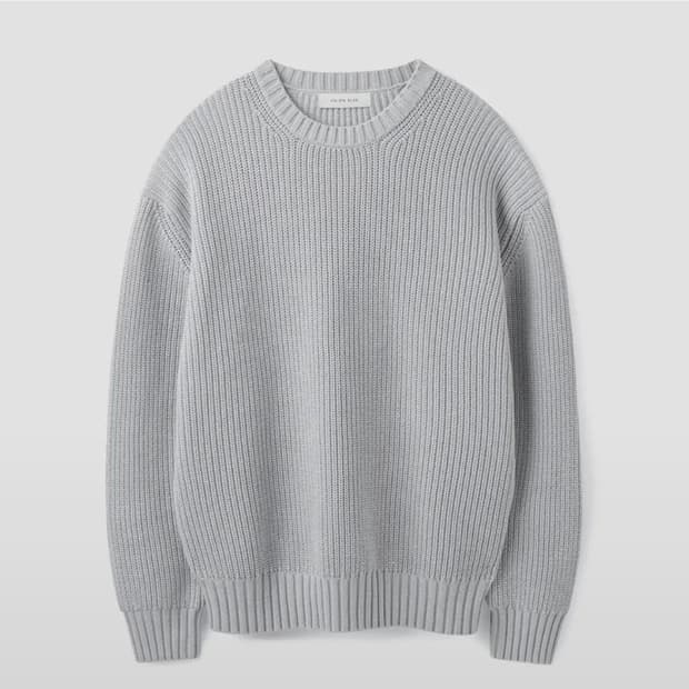 [새상품 M] 유니온블루 런드리 코튼 니트 스틸 블루