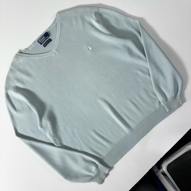 Polo  폴로 랄프로렌 자수 피마코튼 브이넥 니트  