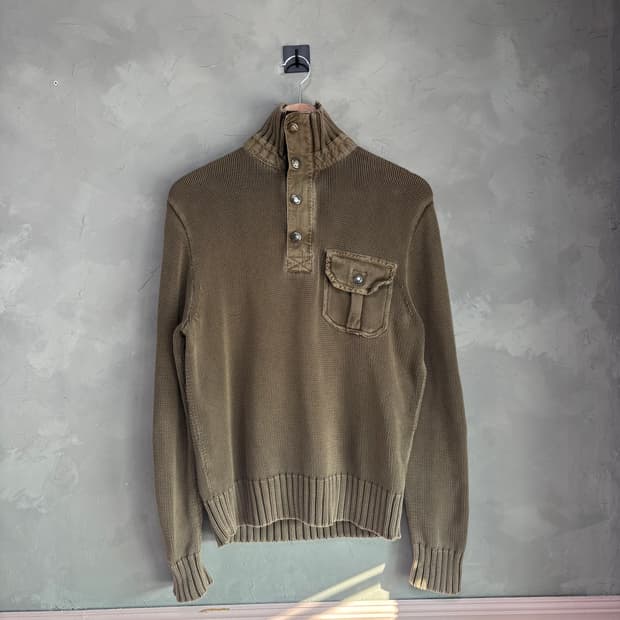 폴로 랄프로렌 밀리터리 니트 반집업 올리브 카키