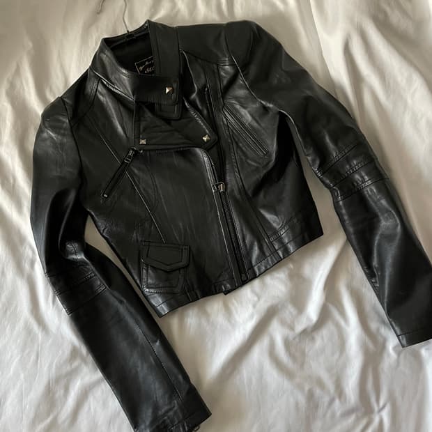 빈티지 y2k 펑크 크롭 레더자켓 가죽자켓