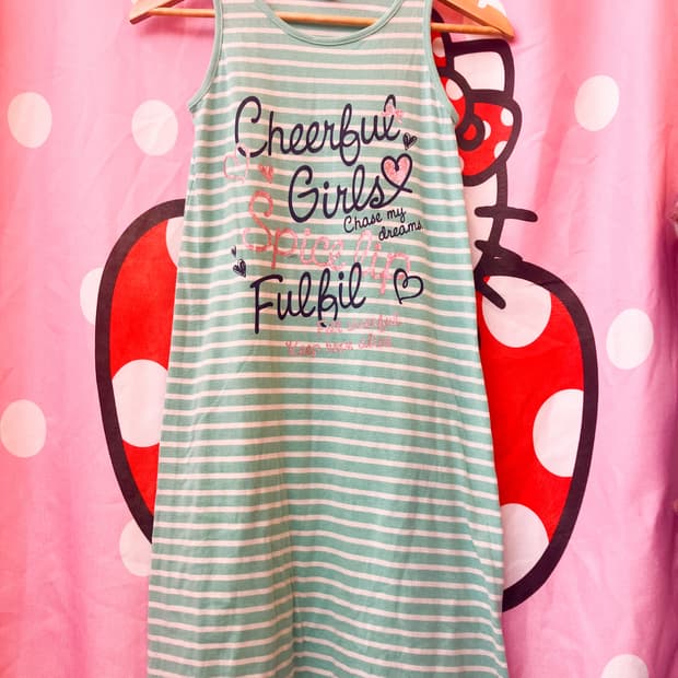 jpn 스트라이프 스파클 레터링 원피스