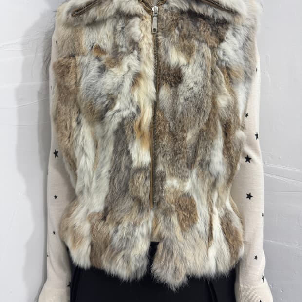 rabbit fur vest zipup