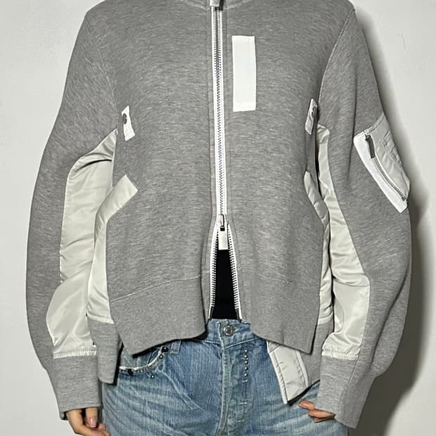 (21s) 사카이 봄버 나일론 믹스 코튼 후드 자켓