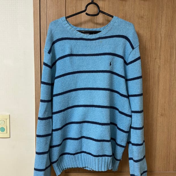 빈티지 폴로 오버핏 스트라이프 니트