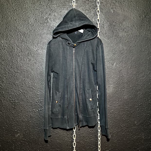 ABAHOUSE - Black double zipper Hoodie