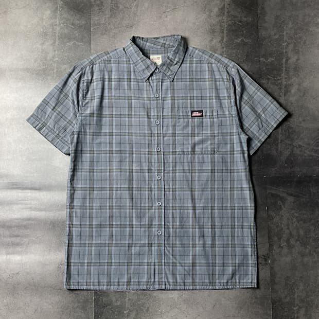 DICKIES 디키즈 블루그레이 체크 반팔 워크셔츠 A01019