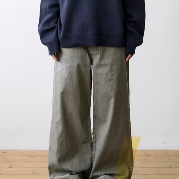 TCM starfish patch pants (khaki beige)