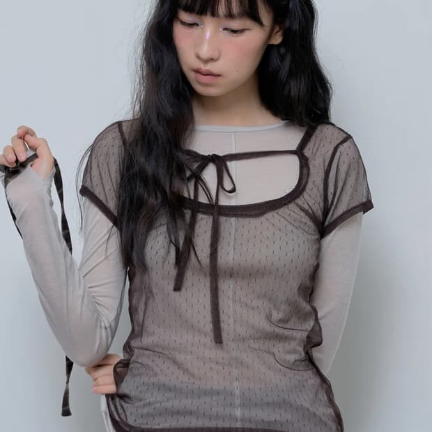 팬시클럽 3-WAY 도트 레이어드 롱슬리브 (BEIGE)