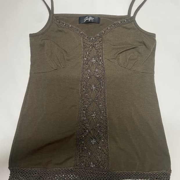 빈티지 카키 페어리 슬리브리스 