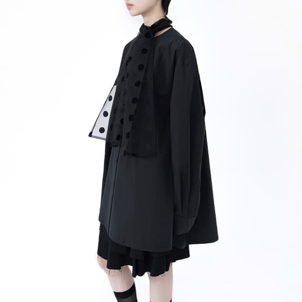 유노이아 Dot Tie Over Shirt