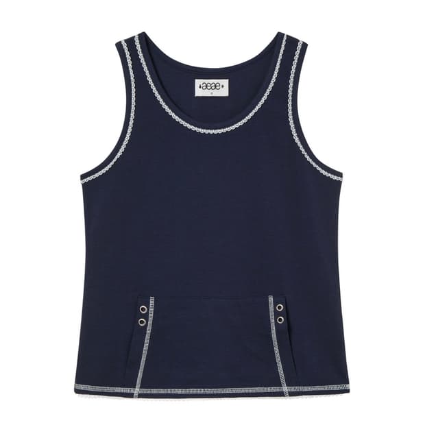 AEAE LACE POCKET SLEEVELESS 네이비